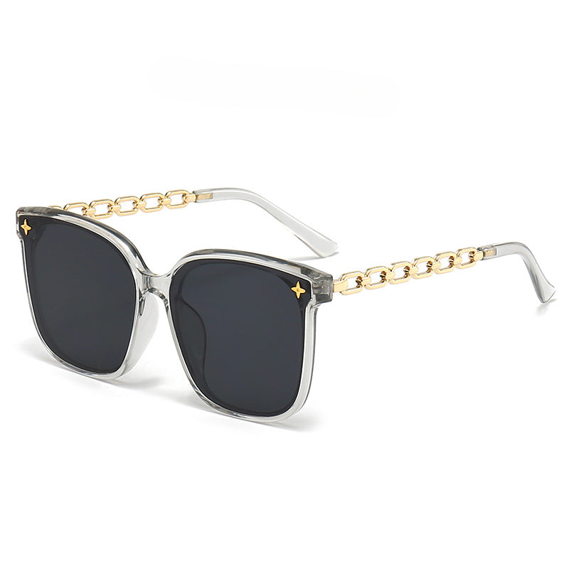 Wholesale Flower Imprinted Metal Hollow Box PC Sunglasses